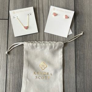 Kendra Scott pink heart necklace and earrings